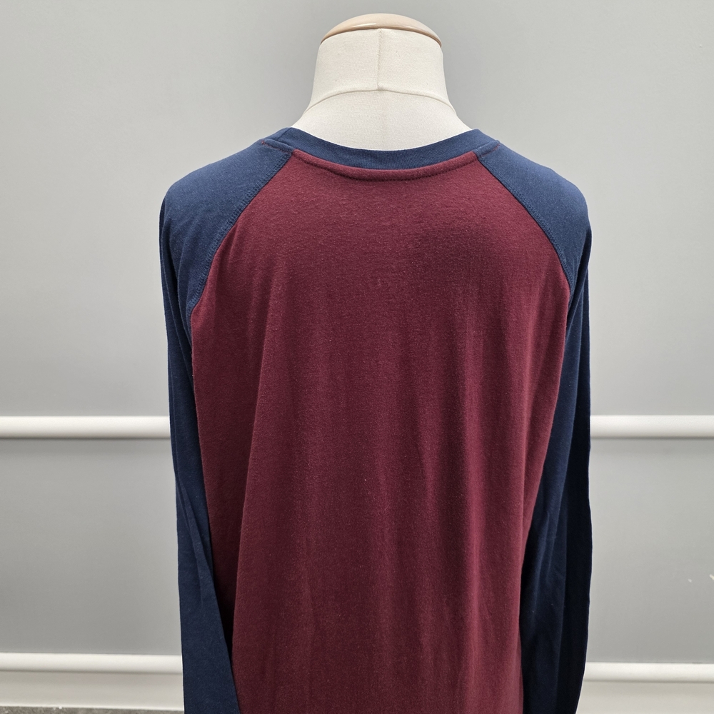 George Burgundy and Navy Long Sleeve Raglan Tee - Picture 6 of 9